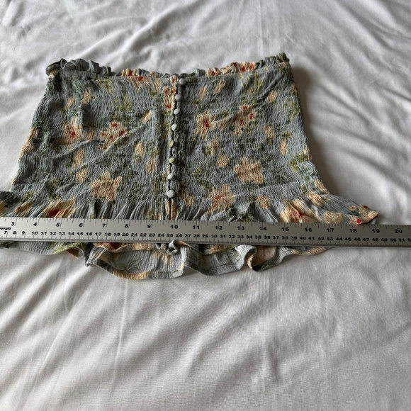 American Eagle Smocked Tube Top Ruffle Hem Blue Floral Medium Festival Y2K - Picture 9 of 14